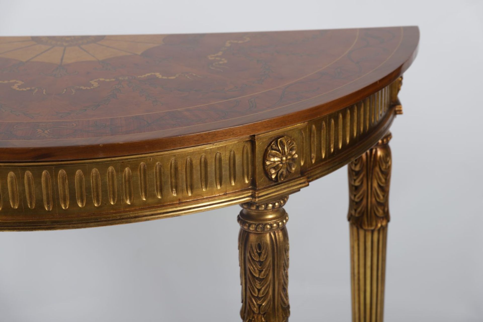 GEORGE III STYLE MARQUETRY & GILT CONSOLE TABLE - Image 2 of 3
