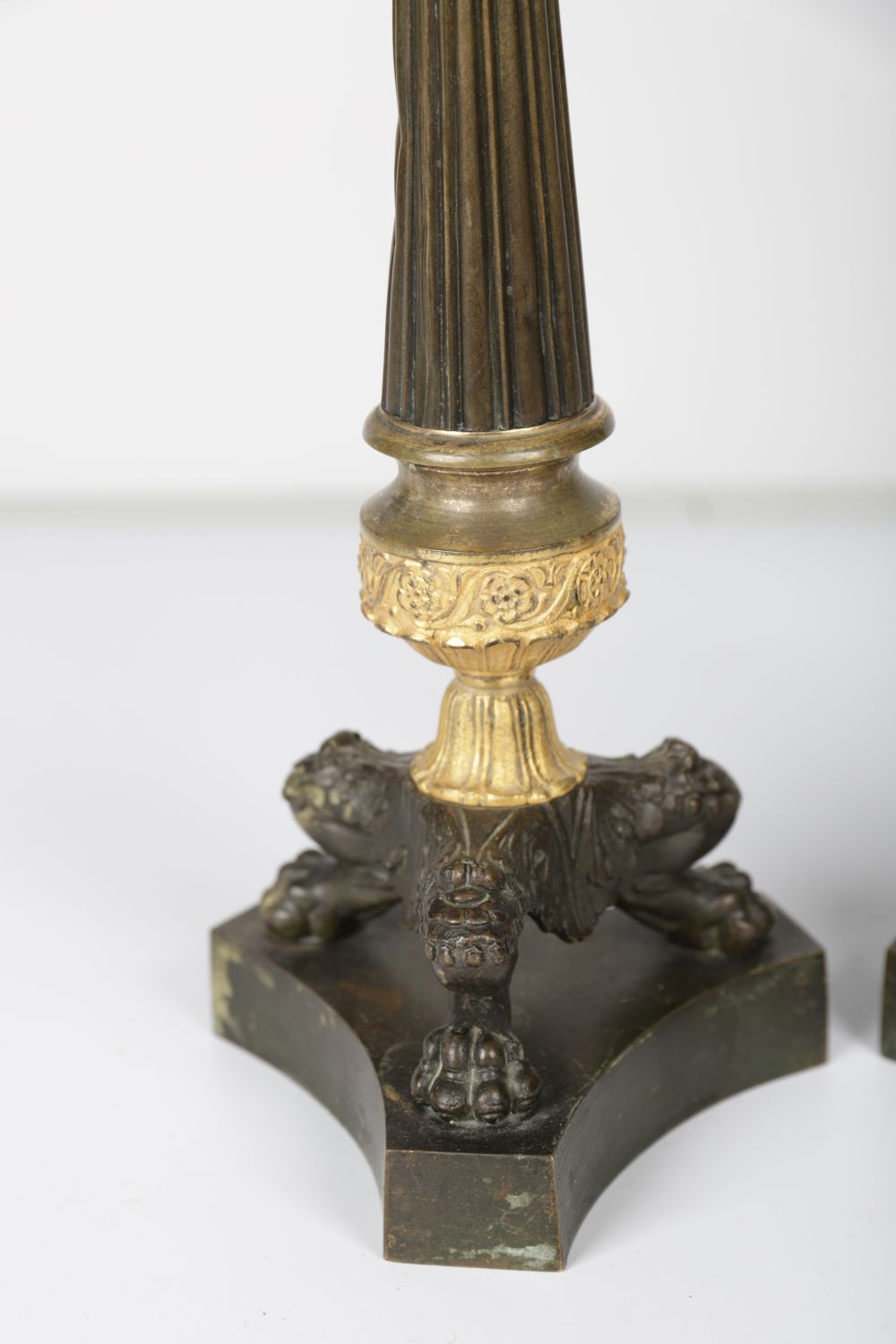 PAIR REGENCY ORMOLU & BRONZE CANDLESTICKS - Image 2 of 3