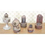 COLLECTION OF 5 PARAFFIN OIL LAMPS