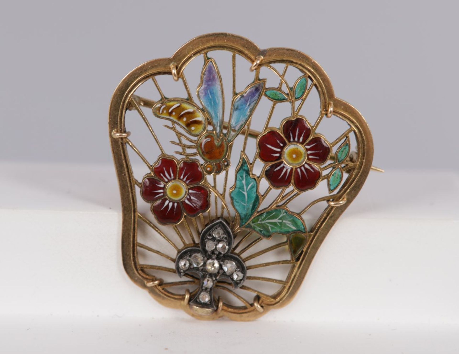 18K GOLD & SILVER DIAMOND NATURALIST BROOCH - Image 2 of 5