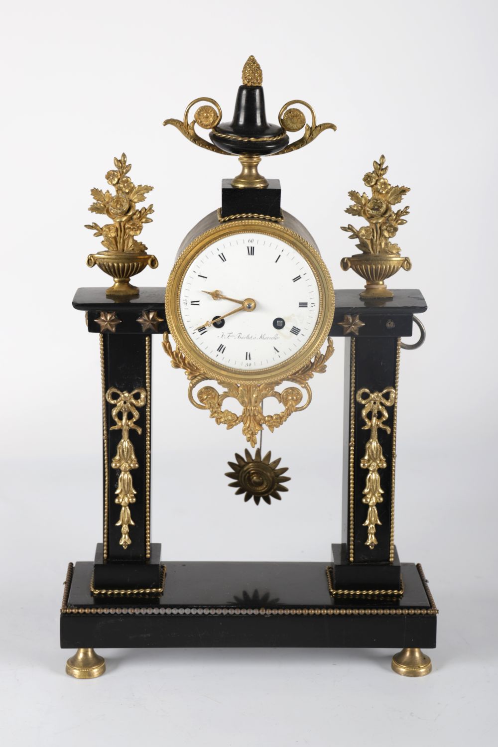 19TH-CENTURY ORMOLU & MARBLE MANTEL CLOCK