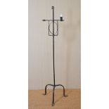 19TH-CENTURY FORGED IRON FLOOR STANDING CANDLEHOLDER