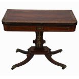 REGENCY ROSEWOOD & BRASS INLAID GAMES TABLE