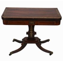 REGENCY ROSEWOOD & BRASS INLAID GAMES TABLE