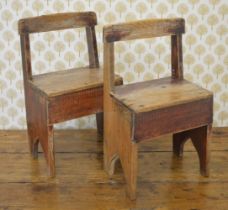 PAIR 19TH-CENTURY IRISH PINE SCHOOL CHAIRS