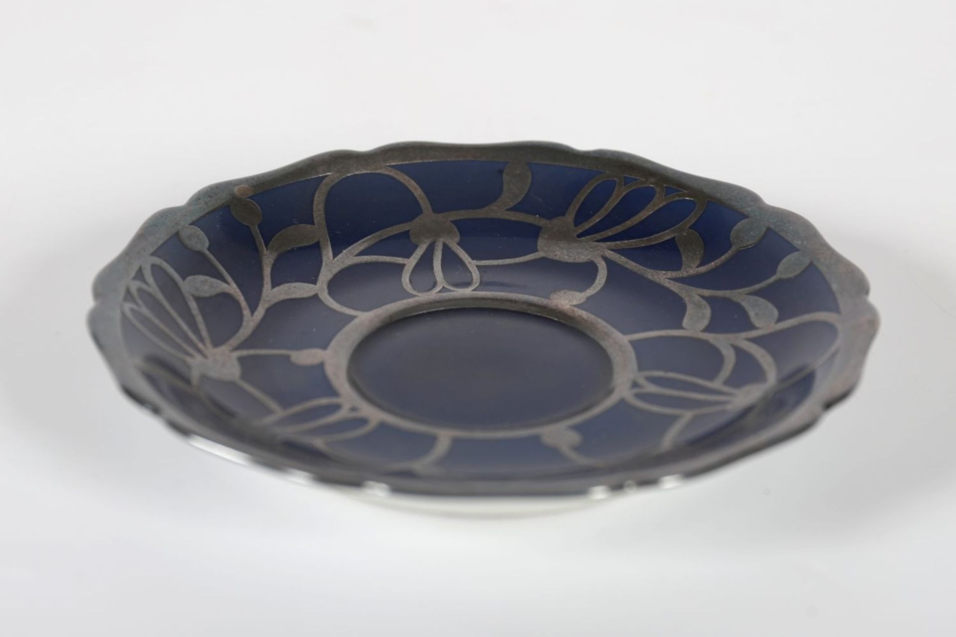 SILVER OVERLAY & PORCELAIN DISH - Image 2 of 3