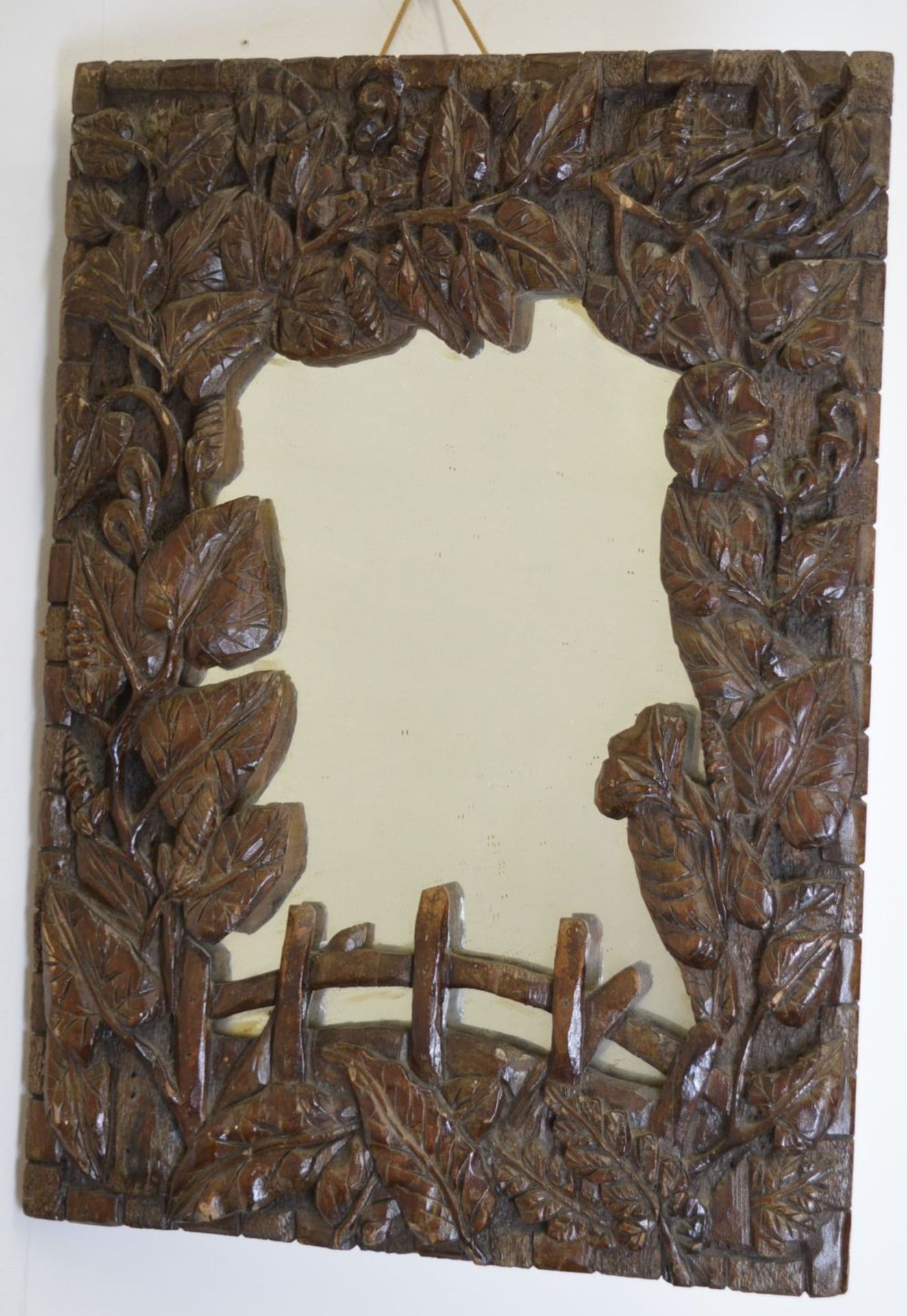 19TH-CENTURY CARVED WOOD FRAMED WALL MIRROR