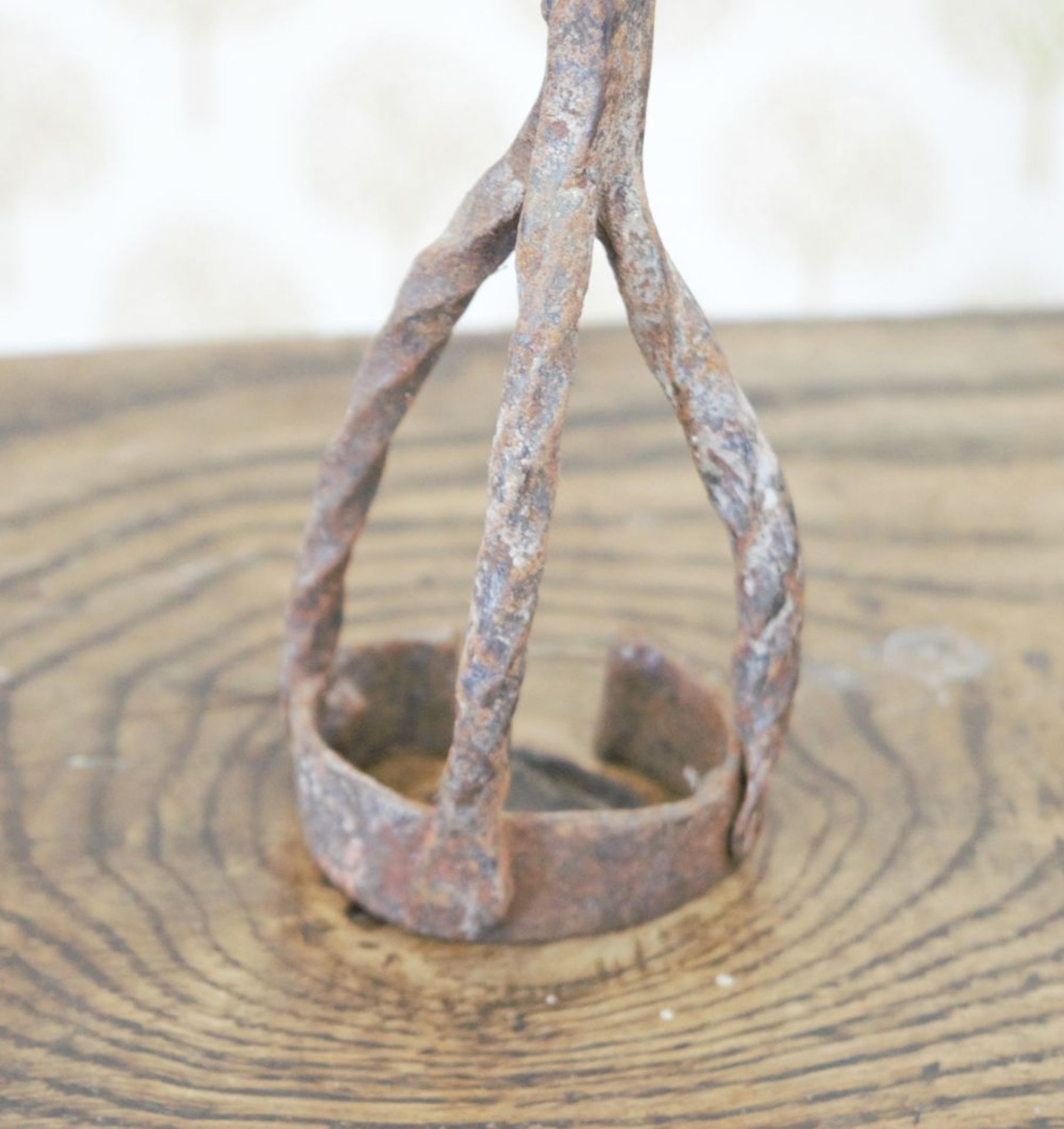 19TH-CENTURY FORGED IRON CANDLESTICK - Image 2 of 2