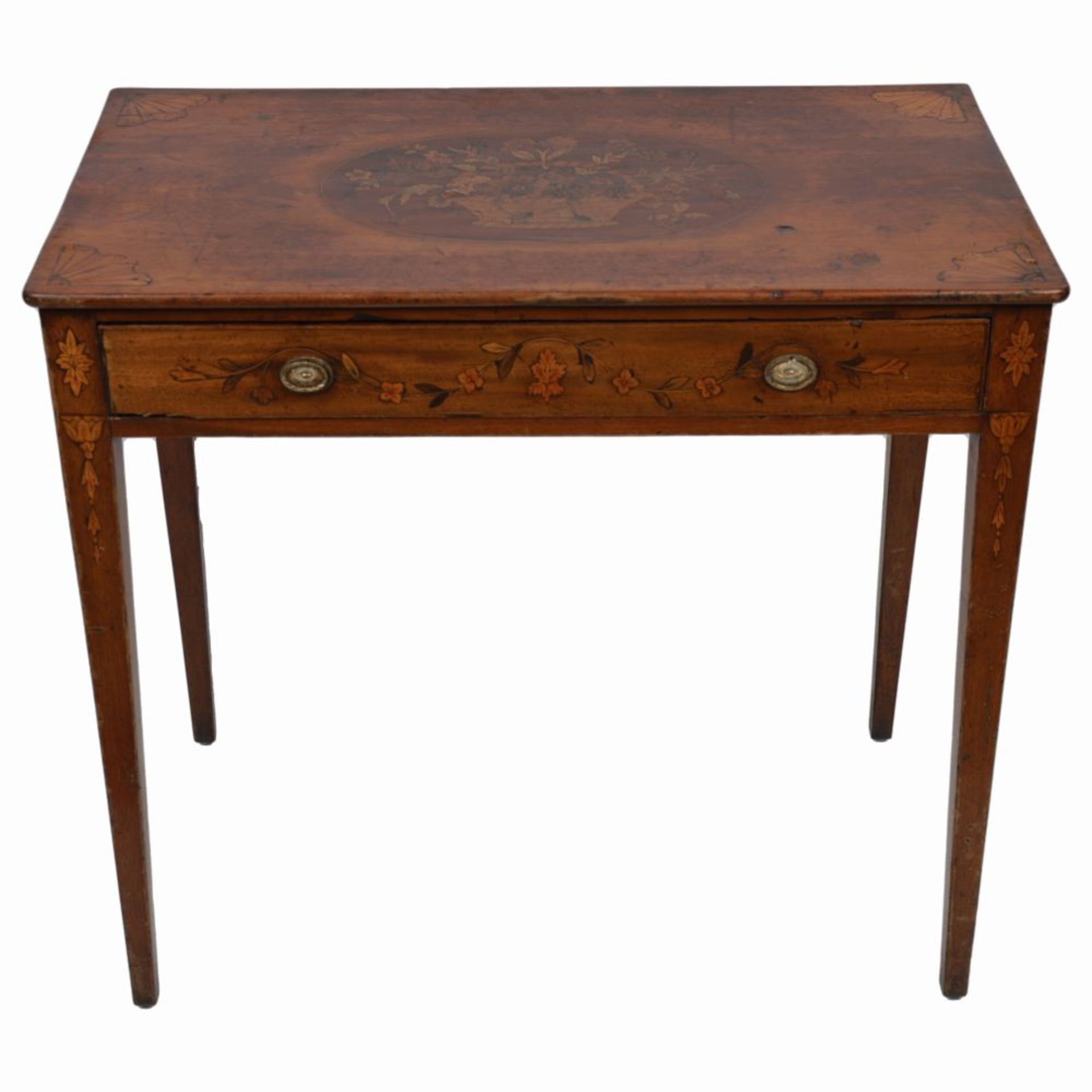 GEORGE III MAHOGANY & MARQUETRY TABLE