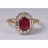 18K YELLOW GOLD, RUBY & DIAMOND RING