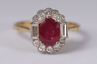 18K YELLOW GOLD, RUBY & DIAMOND RING