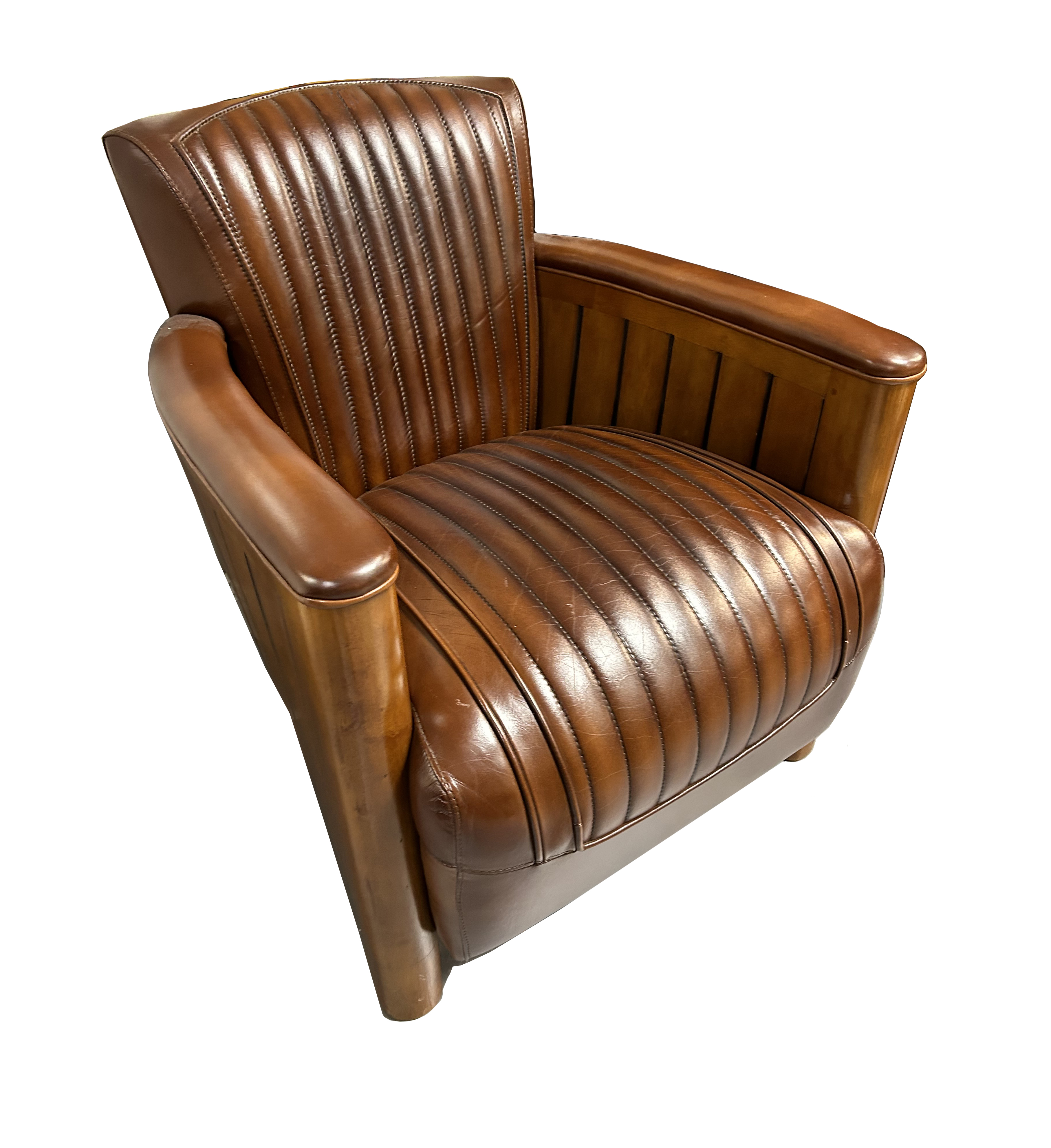 DESIGNER LEATHER V-SHAPED CLUB ARMCHAIR - Image 2 of 3