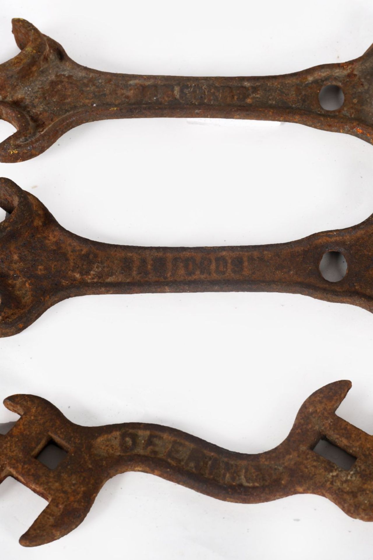 3 EARLY CAST IRON WRENCHES - Image 2 of 4