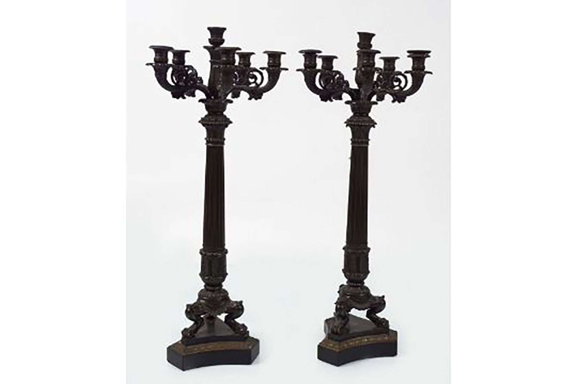 PAIR OF LARGE 19TH-CENTURY BRONZE CANDELABRAS