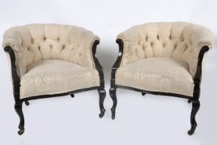 PAIR EDWARDIAN MAHOGANY TUB ARMCHAIRS