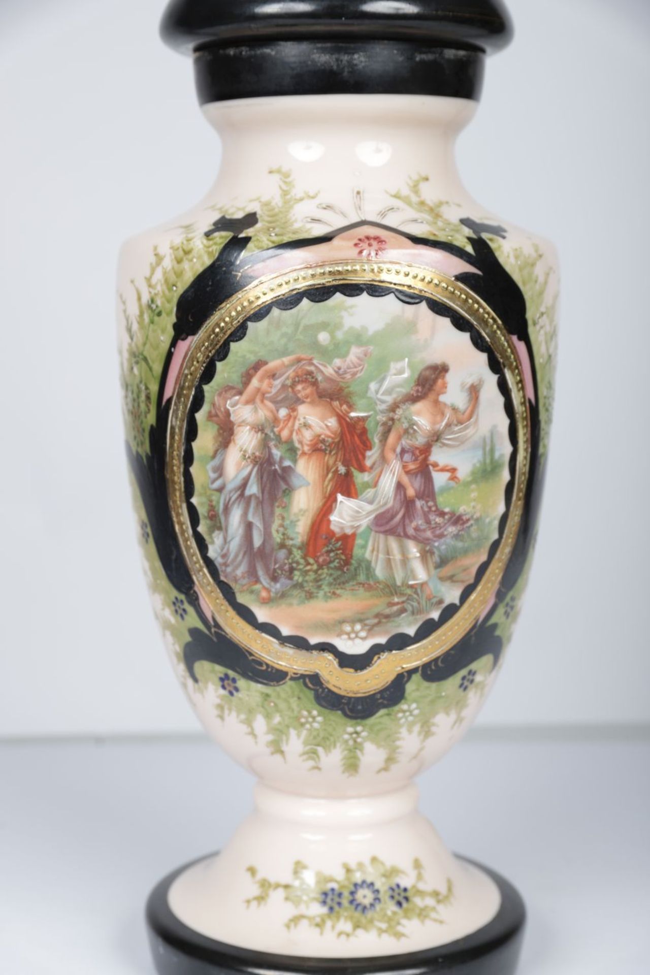 VICTORIAN PAINTED GLASS VASE - Image 2 of 2