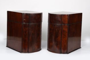 PAIR GEORGE III MAHOGANY KNIFE URNS