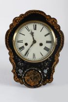 19TH-CENTURY PAPIER MACHE CASED WALL CLOCK