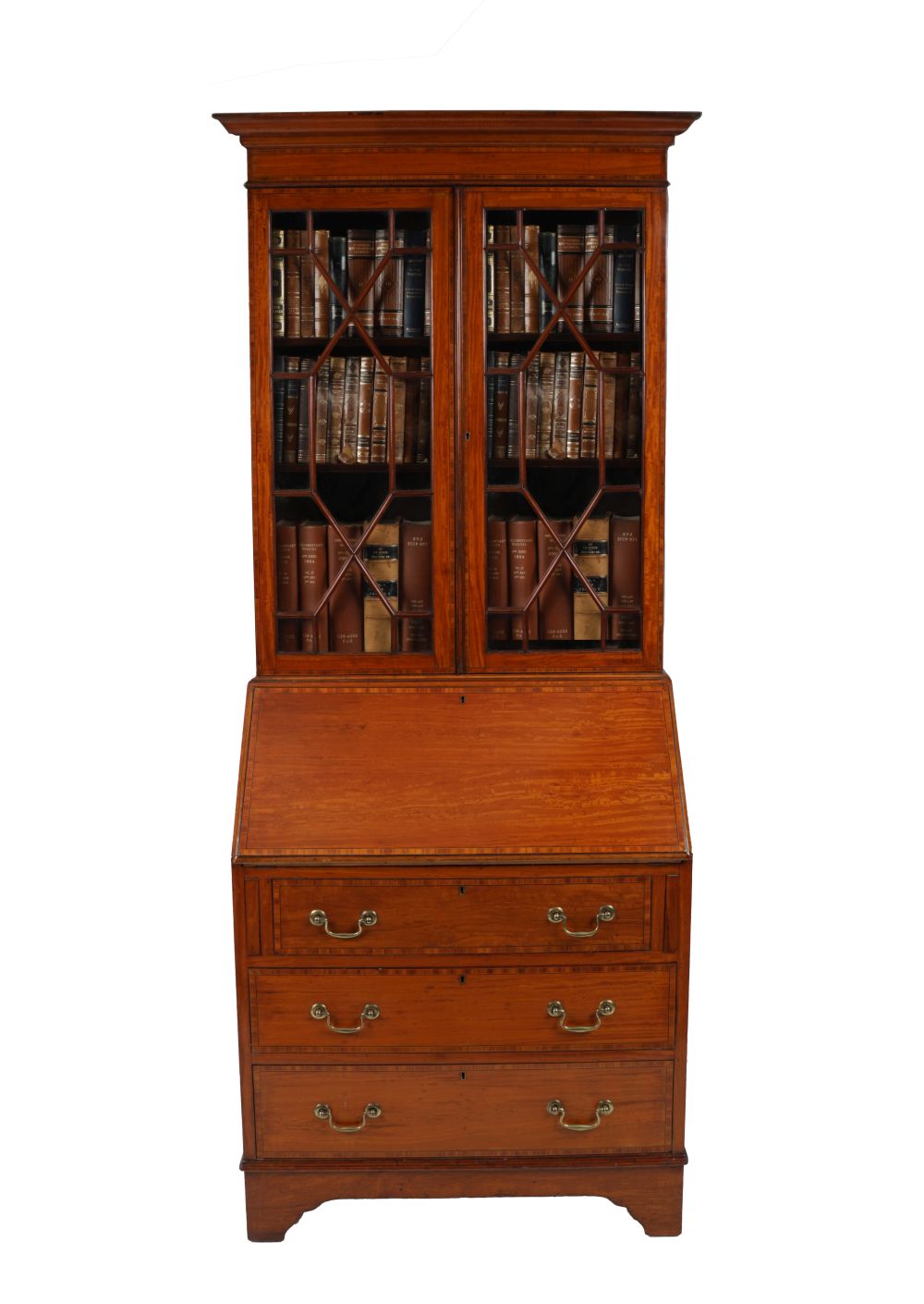 EDWARDIAN PERIOD SATINWOOD BUREAU BOOKCASE