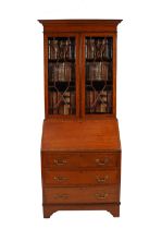 EDWARDIAN PERIOD SATINWOOD BUREAU BOOKCASE