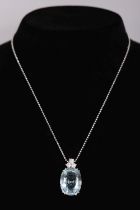 BLUE TOPAZ & DIAMOND PENDANT CHAIN