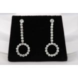 PAIR WHITE GOLD DIAMOND DROP EARRINGS