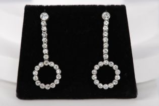 PAIR WHITE GOLD DIAMOND DROP EARRINGS