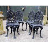 SET OF 4 VICTORIAN CAST IRON PATIO CHAIRS