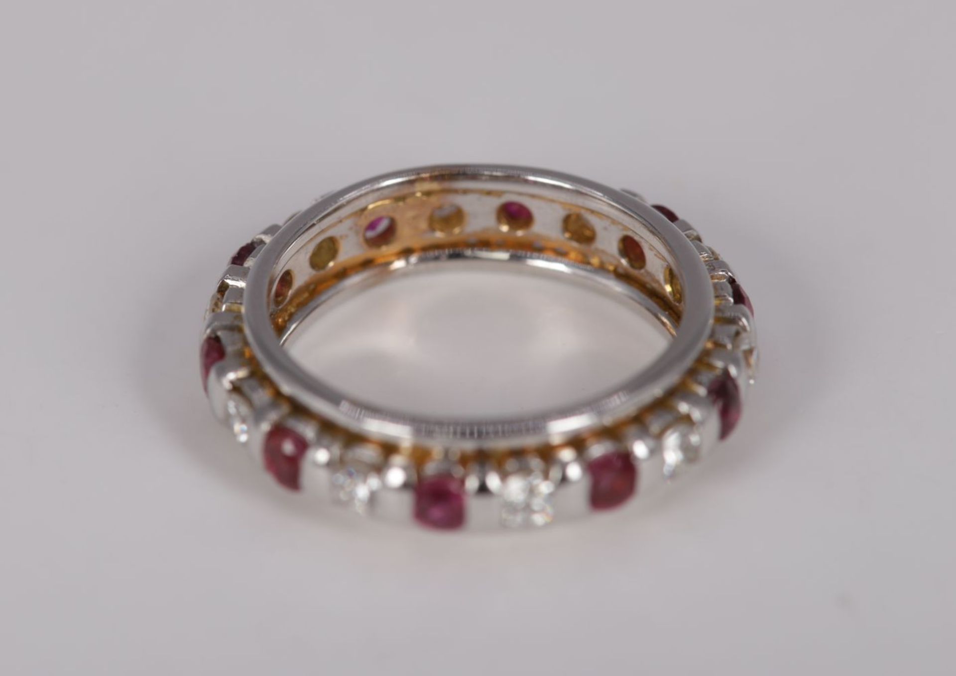 18K WHITE GOLD, DIAMOND AND RUBY RING - Image 3 of 3