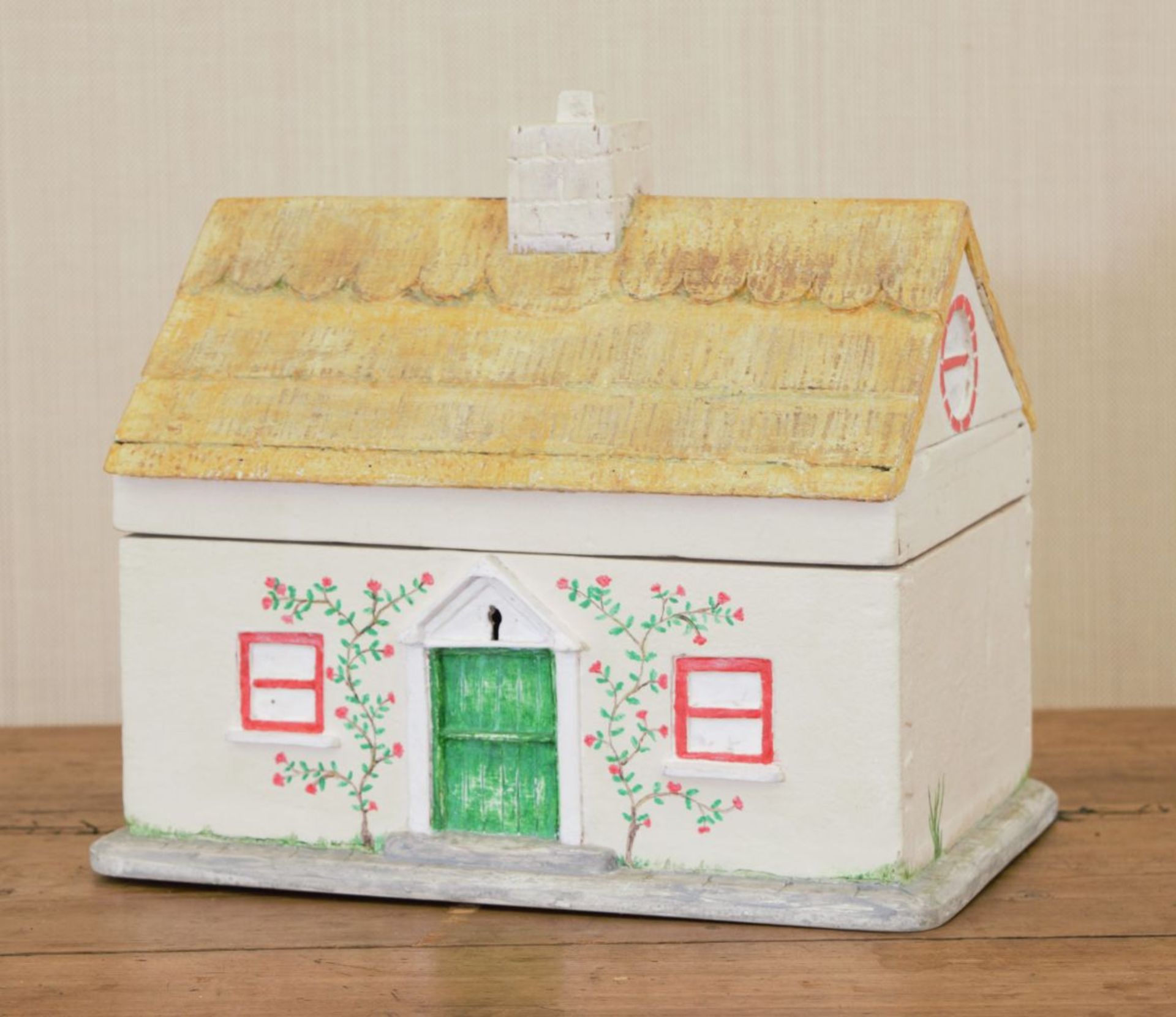 MODEL OF AN IRISH THATCHED COTTAGE WORK BOX