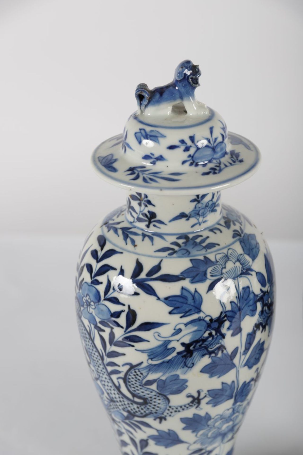 PAIR CHINESE QING BLUE & WHITE URNS - Image 2 of 3