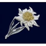 "EDELWEISS" BROSCHE. Silber, teils