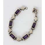 ARMBAND. Silber mit Amethysten. Ca.