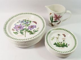 A Portmeirion dinner service comprising seven dinner plates, two side plates, six tea plates, four