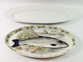 A salmon dish by Portmeirion, 49cm and a white one