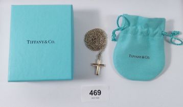A Tiffany silver chain and crucifix in original bag, chain 61cm long