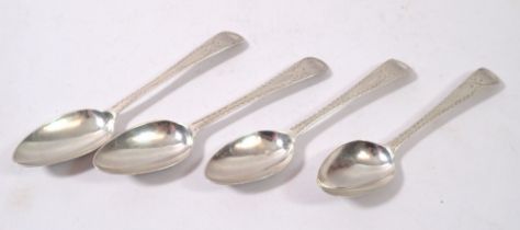 A set of four Georgian bright cut silver teaspoons, London 1788 by Hester Bateman, 44g