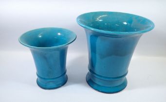 Two turquoise glazed vases, largest 23cm tall
