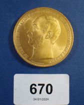 A Prussian International Exhibition 1862 gold plated on bronze medal, 'To the commemoration of his