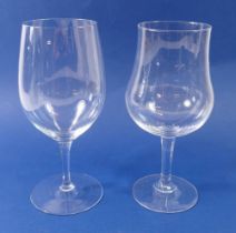 A set of six Dartington large wine glasses and two other Darlington large pairs of glasses