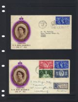 Complete QEII Coronation 1953 omnibus mint and used in blue folder including various first day of