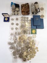 A box of pre decimal British coins including Victoria - Elizabeth II, pennies, half pennies,