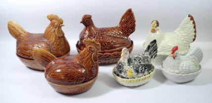 Six various china chicken egg baskets including Portmeirion and Price Kensignton examples etc.