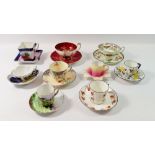 A group of Art Deco cups and saucers including Shelley etc.