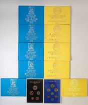 Ten Royal Mint issued coin sets including Falkland Islands 1974 x 5 and Ceylon 1971 x 5, all cased