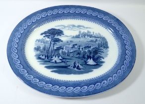 A 19th century Ridgeways blue and white meat plate 'Byzantium' pattern circa 1885, 47cm