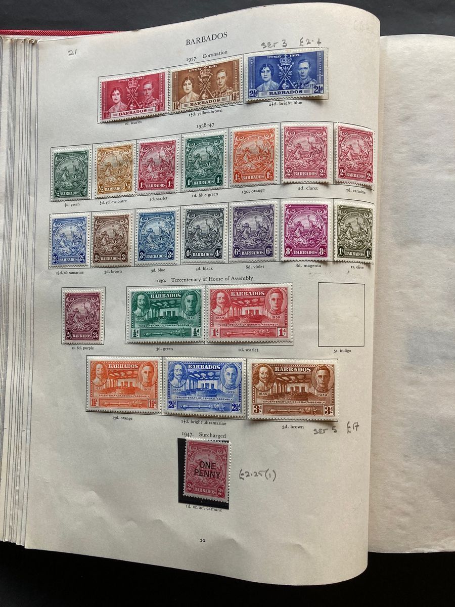 Red Stanley Gibbons KGVI stamp album of mint definitives, commemoratives, officials and postage due, - Image 2 of 19