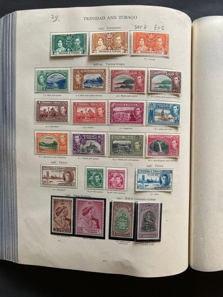 Red Stanley Gibbons KGVI stamp album of mint definitives, commemoratives, officials and postage due, - Image 18 of 19