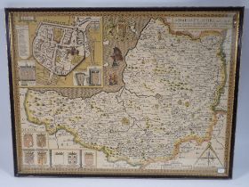 A John Speede later edition coloured map of Somerset-shire, circa 1900, 37.5 x 51cm