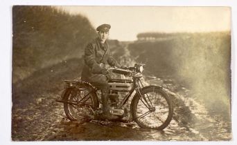 A WWI military motorcycle RP postcard